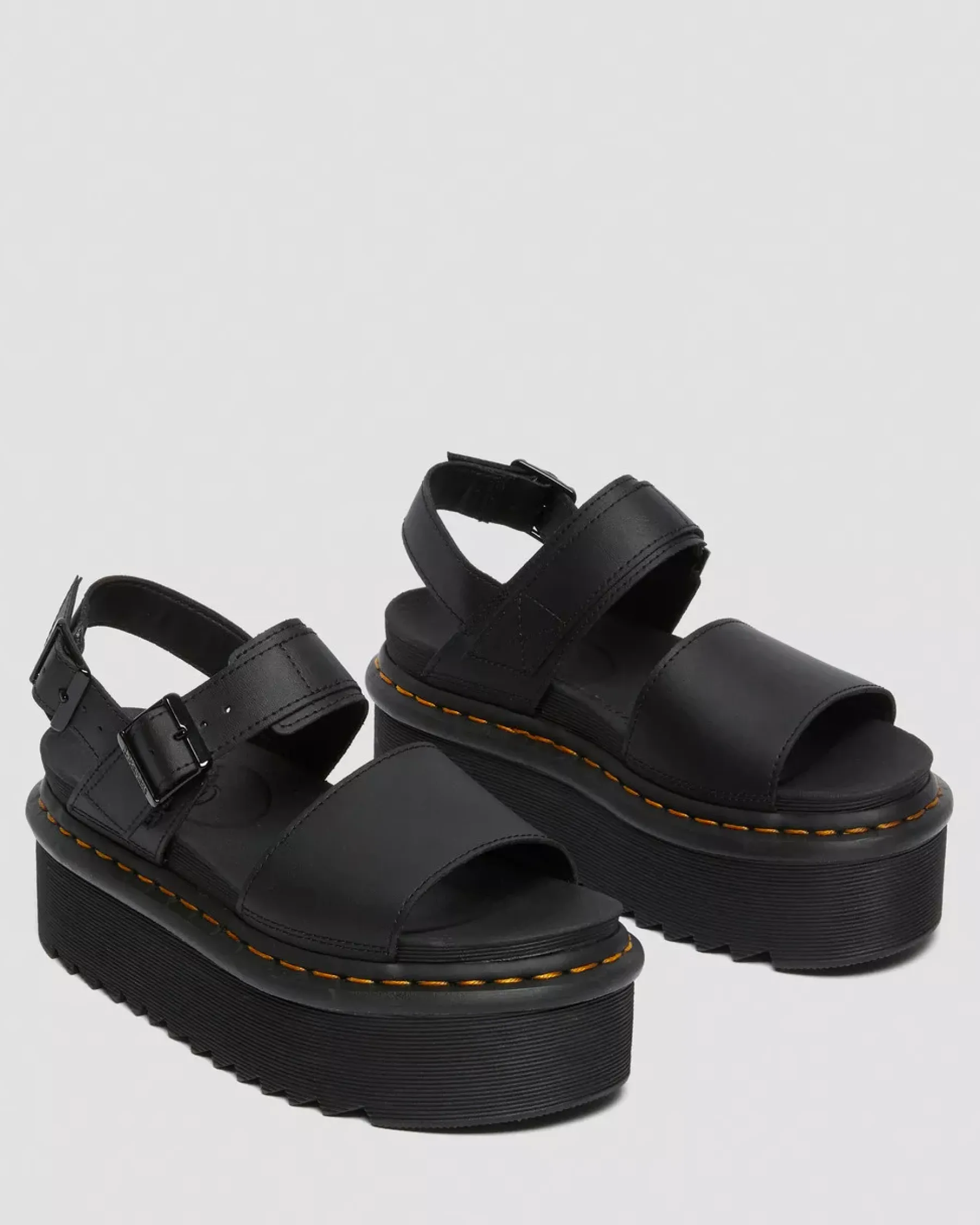 Platforms|Sandals>Dr. Martens Voss Women's Leather Strap Platform Sandals Black — Hydro Leather