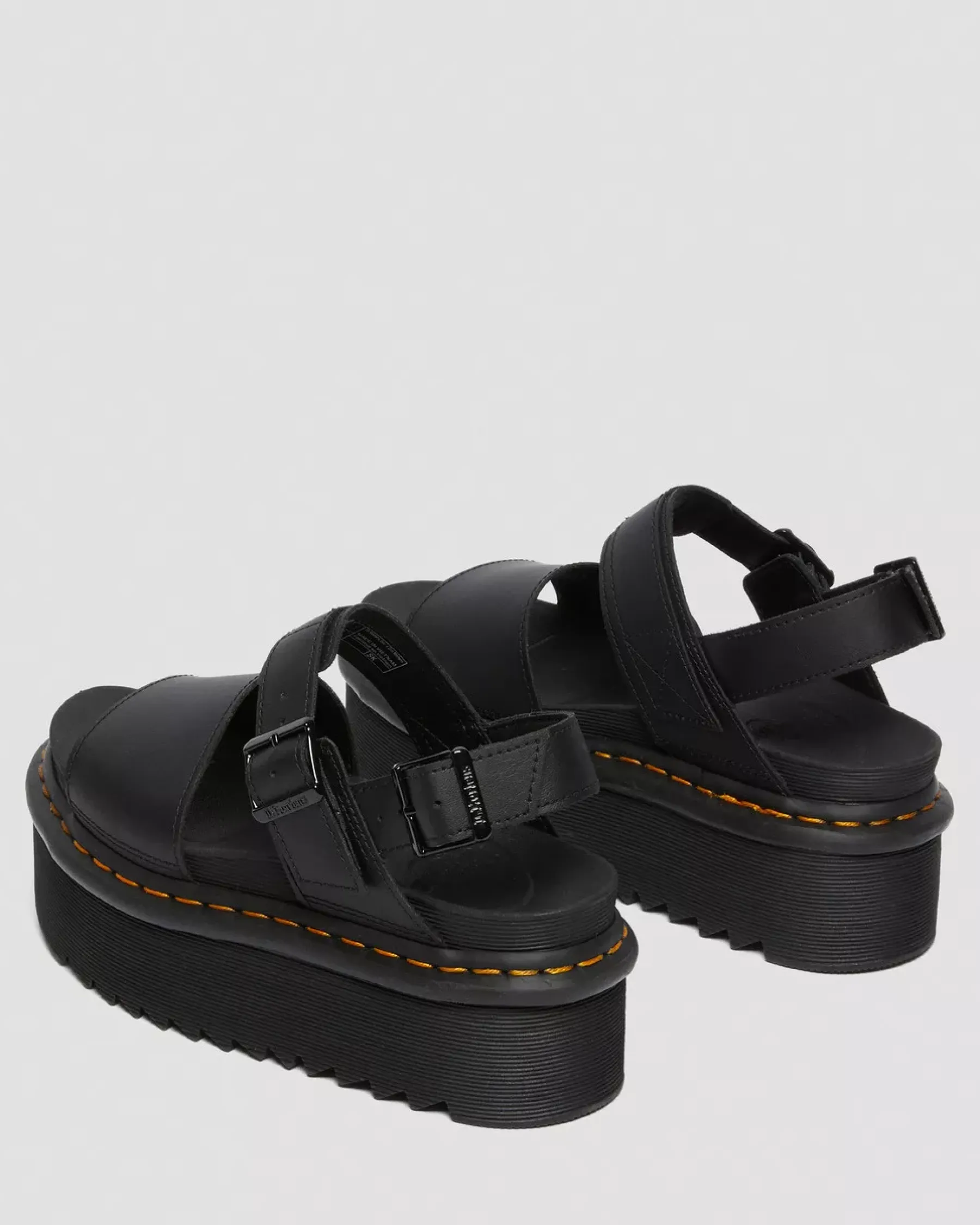 Platforms|Sandals>Dr. Martens Voss Women's Leather Strap Platform Sandals Black — Hydro Leather