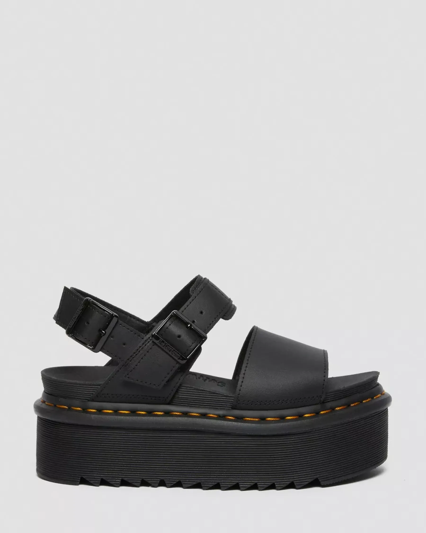 Platforms|Sandals>Dr. Martens Voss Women's Leather Strap Platform Sandals Black — Hydro Leather