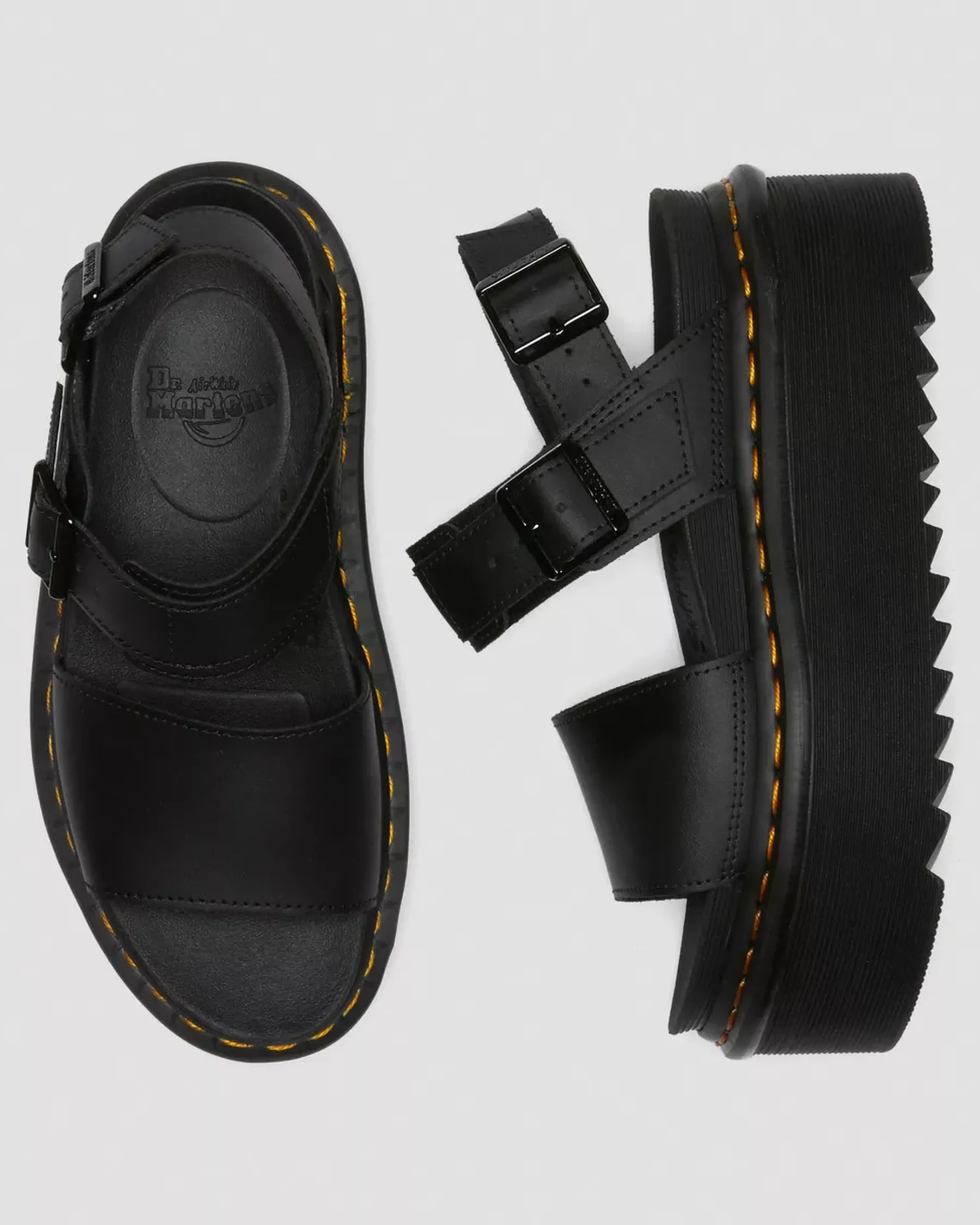 Platforms|Sandals>Dr. Martens Voss Women's Leather Strap Platform Sandals Black — Hydro Leather
