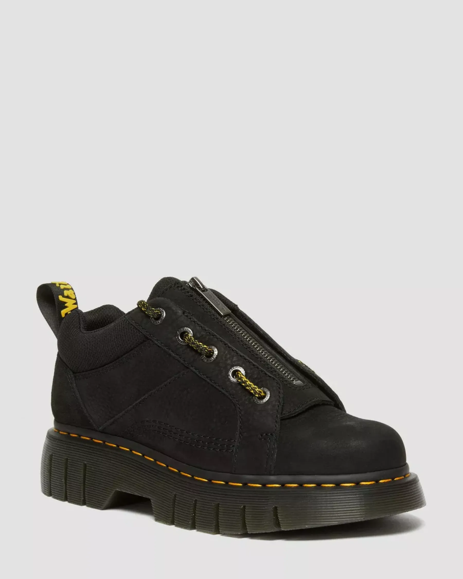 Casual Boots|Shoes>Dr. Martens Woodard Tumbled Nubuck Leather Low Casual Boots Black — Titan