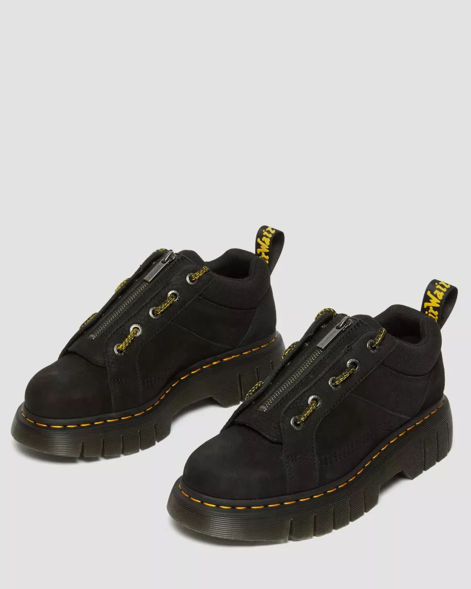 Casual Boots|Shoes>Dr. Martens Woodard Tumbled Nubuck Leather Low Casual Boots Black — Titan