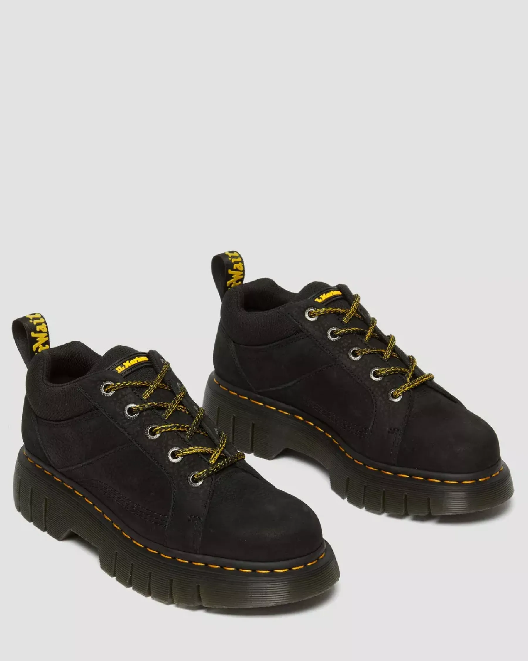 Casual Boots|Shoes>Dr. Martens Woodard Tumbled Nubuck Leather Low Casual Boots Black — Titan