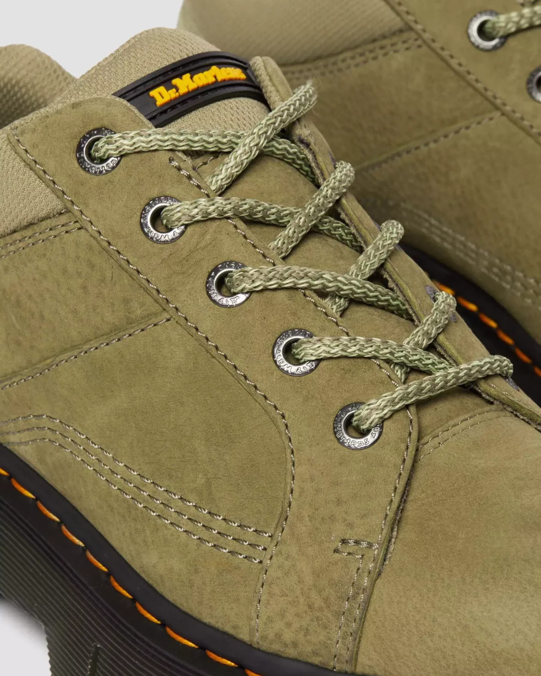 Casual Boots|Shoes>Dr. Martens Woodard Tumbled Nubuck Leather Low Casual Boots Muted Olive — Titan