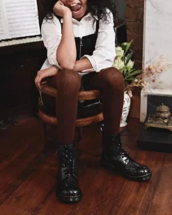 Glitter & Patent Boots|School Styles>Dr. Martens Youth 1460 Glitter Lace Up Boots Black — Cosmic Glitter