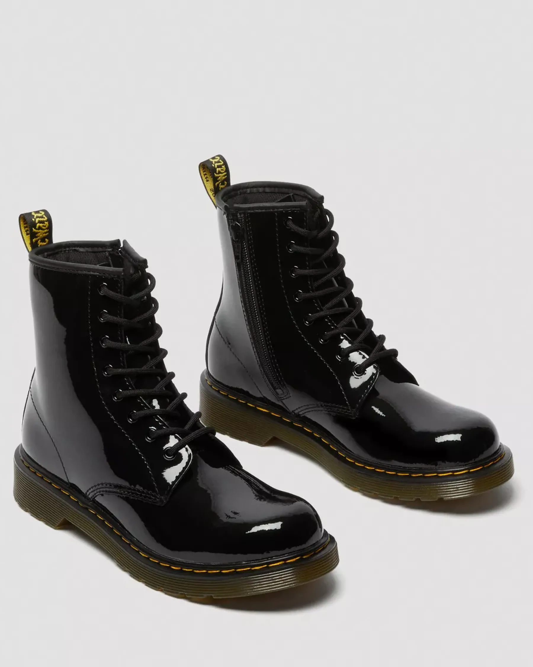 Glitter & Patent Boots|School Styles>Dr. Martens Youth 1460 Patent Leather Lace Up Boots Black — Patent Leather