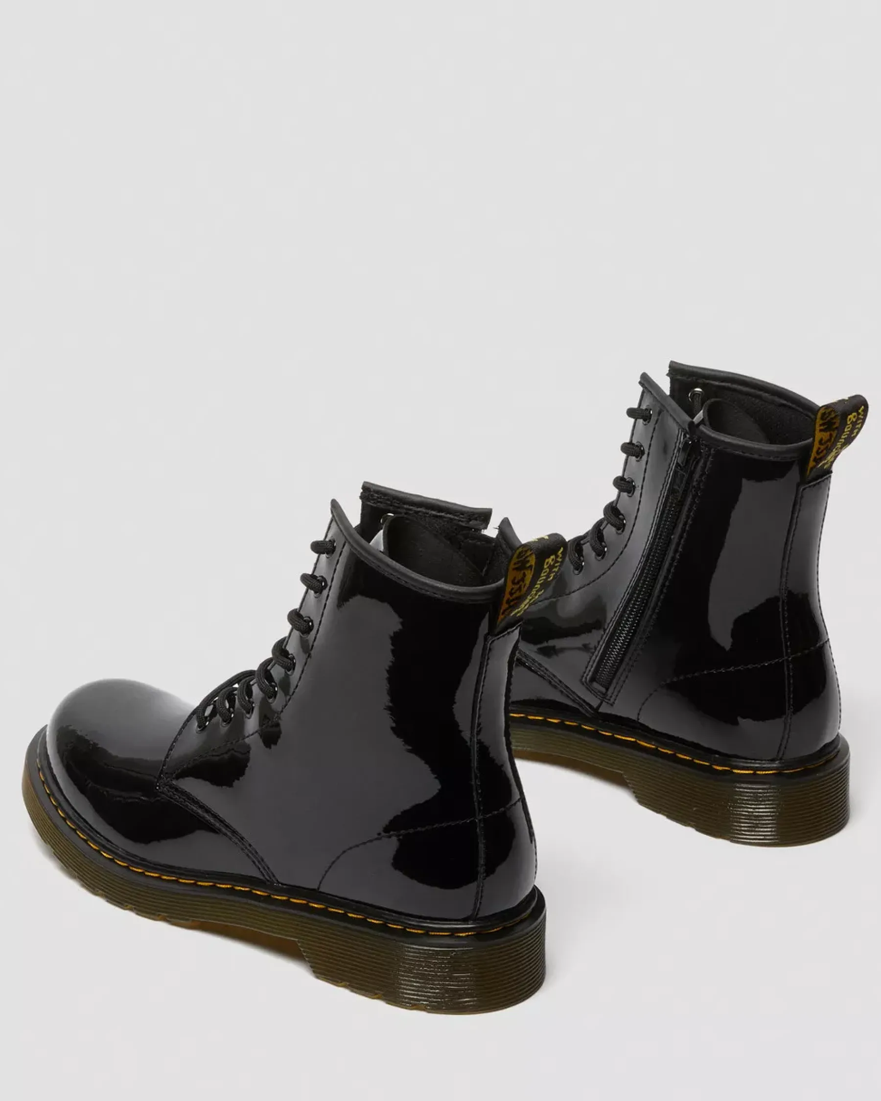 Glitter & Patent Boots|School Styles>Dr. Martens Youth 1460 Patent Leather Lace Up Boots Black — Patent Leather