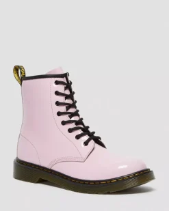 Glitter & Patent Boots|School Styles>Dr. Martens Youth 1460 Patent Leather Lace Up Boots Pale Pink — Patent Leather