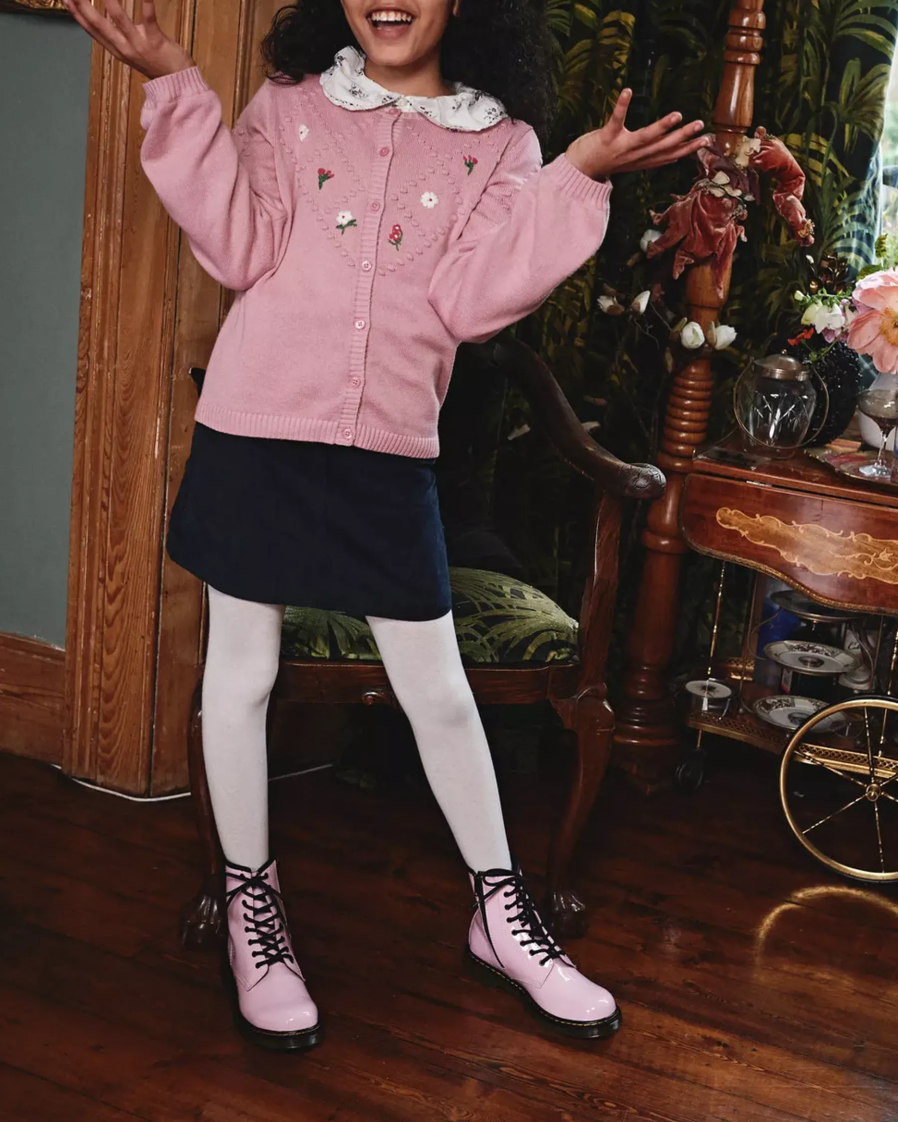 Glitter & Patent Boots|School Styles>Dr. Martens Youth 1460 Patent Leather Lace Up Boots Pale Pink — Patent Leather