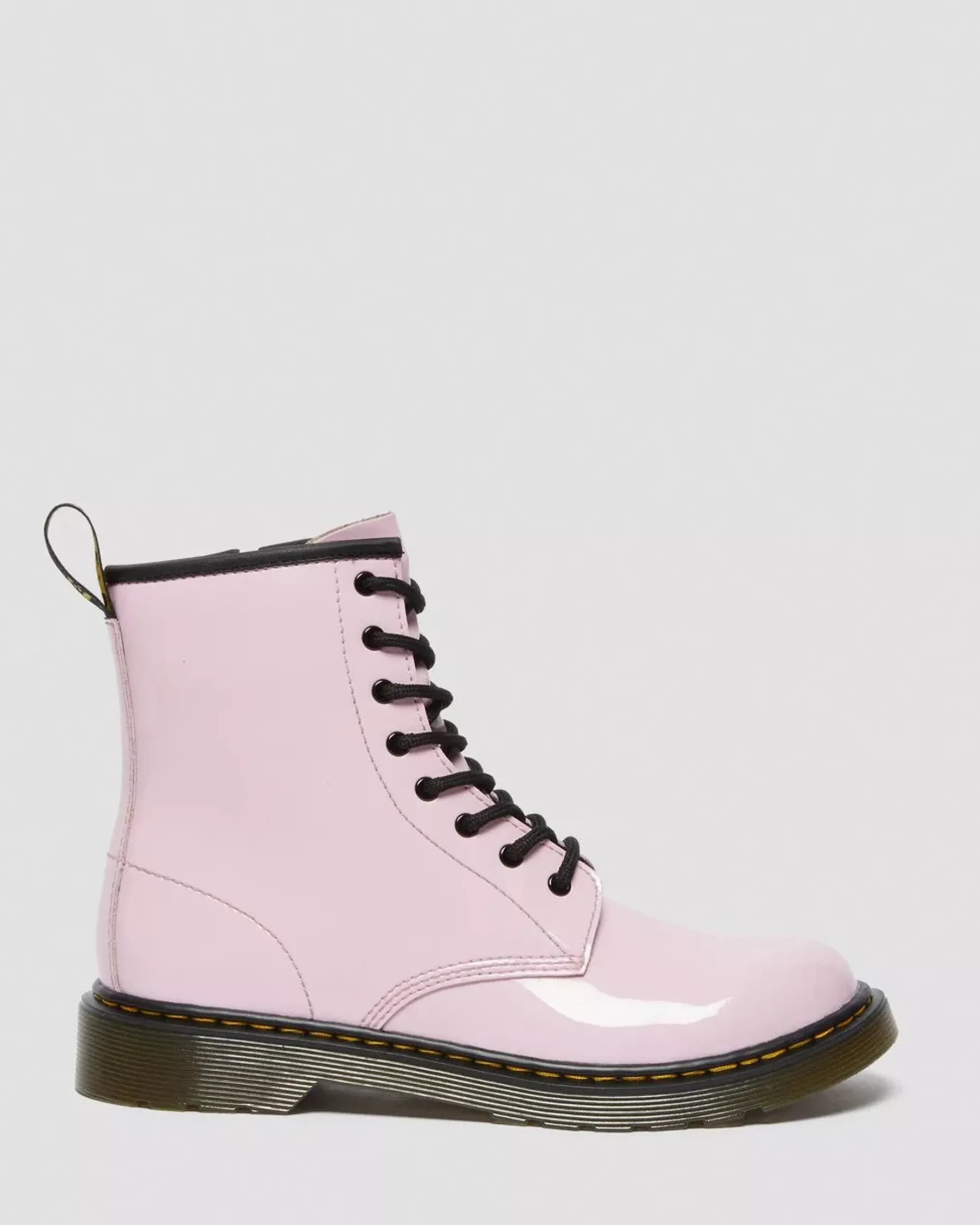 Glitter & Patent Boots|School Styles>Dr. Martens Youth 1460 Patent Leather Lace Up Boots Pale Pink — Patent Leather