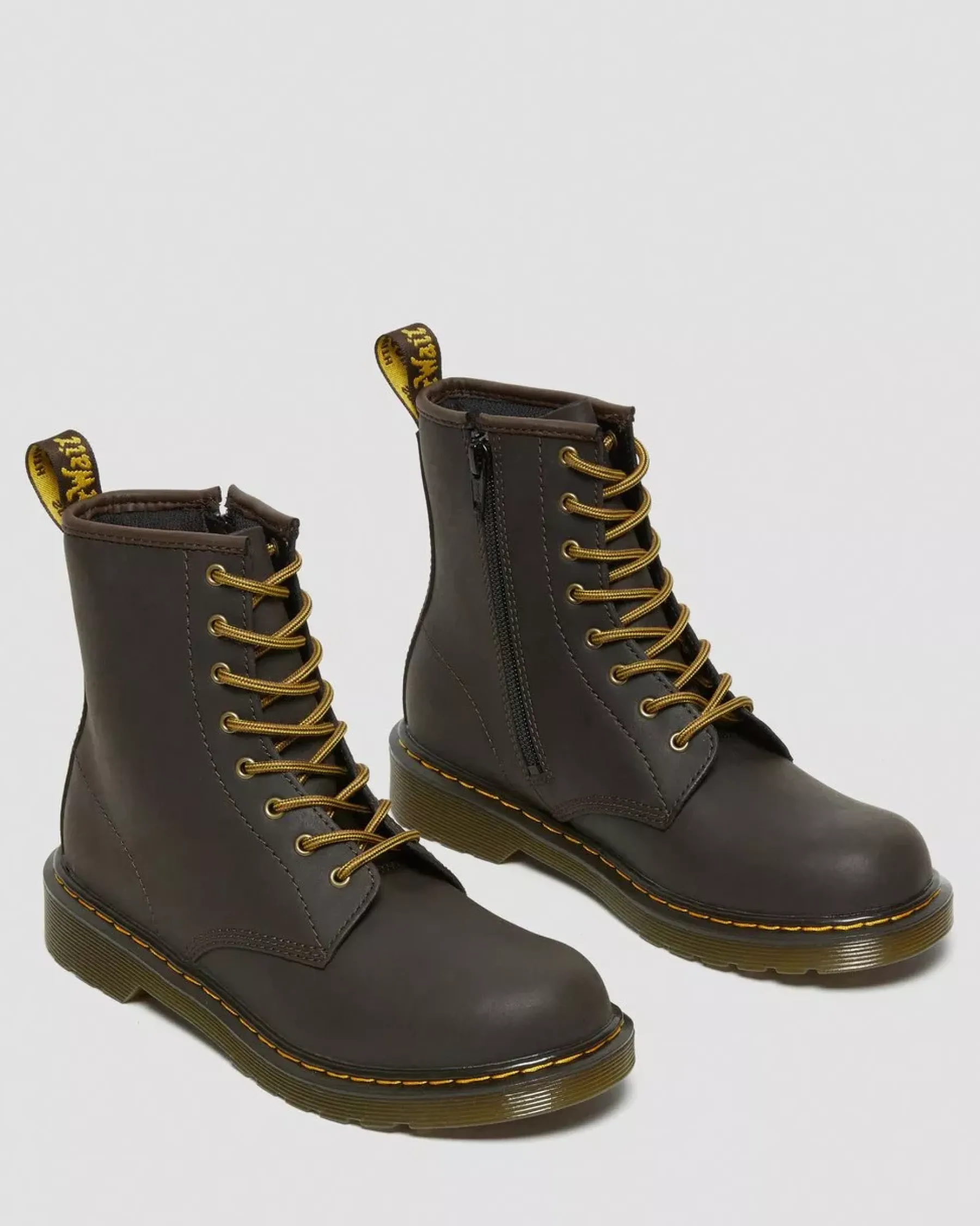 School Styles|Youth / 8-14 Years>Dr. Martens Youth 1460 Wildhorse Leather Lace Up Boots Dark Brown — Wildhorse Lamper
