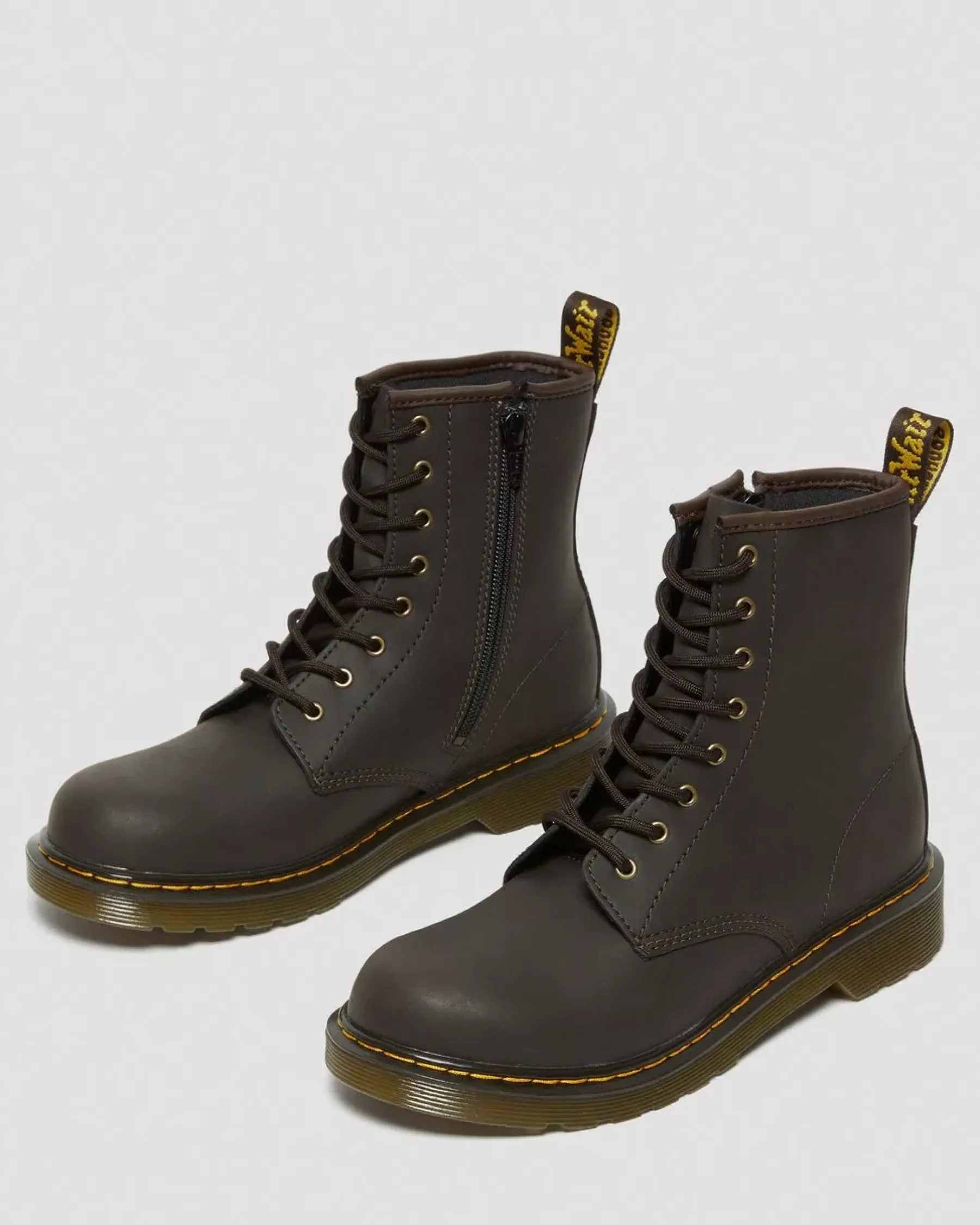 School Styles|Youth / 8-14 Years>Dr. Martens Youth 1460 Wildhorse Leather Lace Up Boots Dark Brown — Wildhorse Lamper