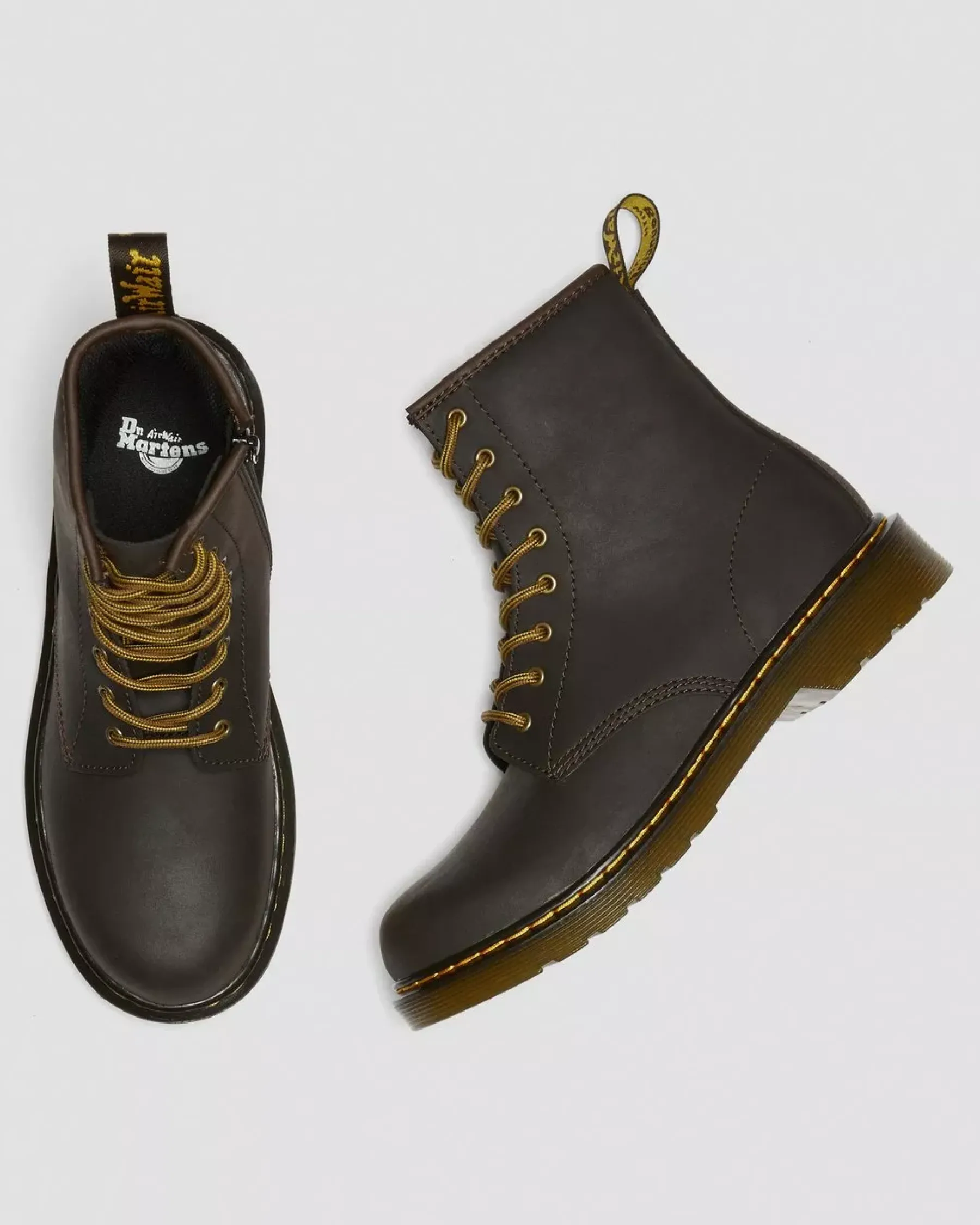 School Styles|Youth / 8-14 Years>Dr. Martens Youth 1460 Wildhorse Leather Lace Up Boots Dark Brown — Wildhorse Lamper