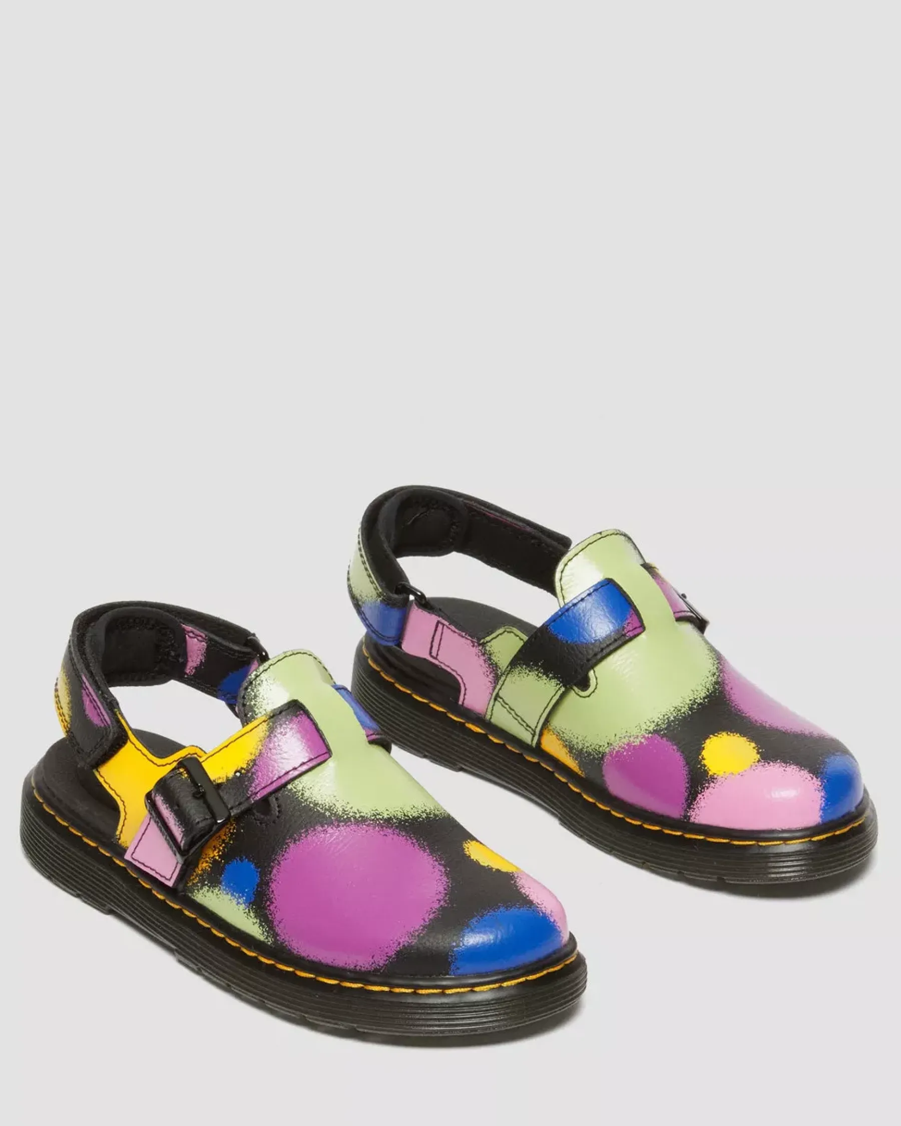School Styles|Youth / 8-14 Years>Dr. Martens Youth Jorgie Haze Hydro Leather Slingback Mules Black