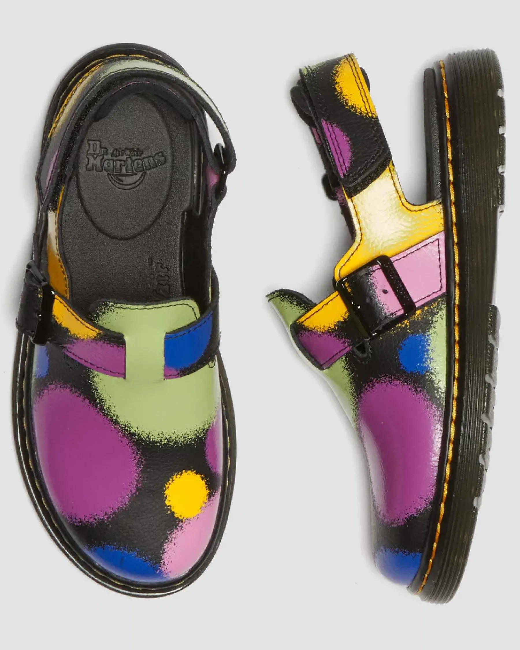 School Styles|Youth / 8-14 Years>Dr. Martens Youth Jorgie Haze Hydro Leather Slingback Mules Black