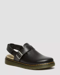 Glitter & Patent Boots|Youth / 8-14 Years>Dr. Martens Youth Jorgie Leather Slingback Mules Black — T Lamper