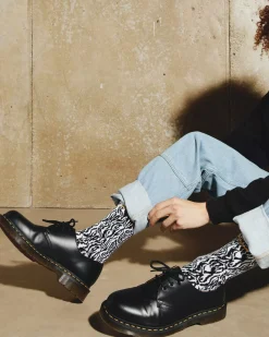 Socks|Accessories>Dr. Martens Zebra Print Organic Cotton Socks Black+White