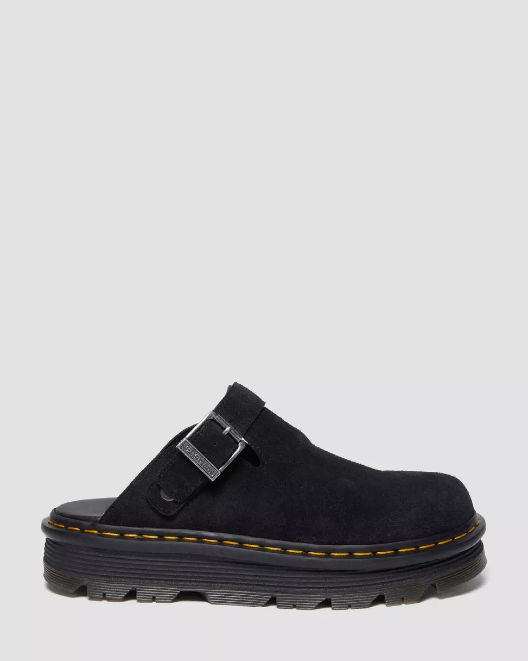 Mules & Slides|Sandals>Dr. Martens Zebzag Suede Casual Slingback Platform Mules Black — E.H.Suede