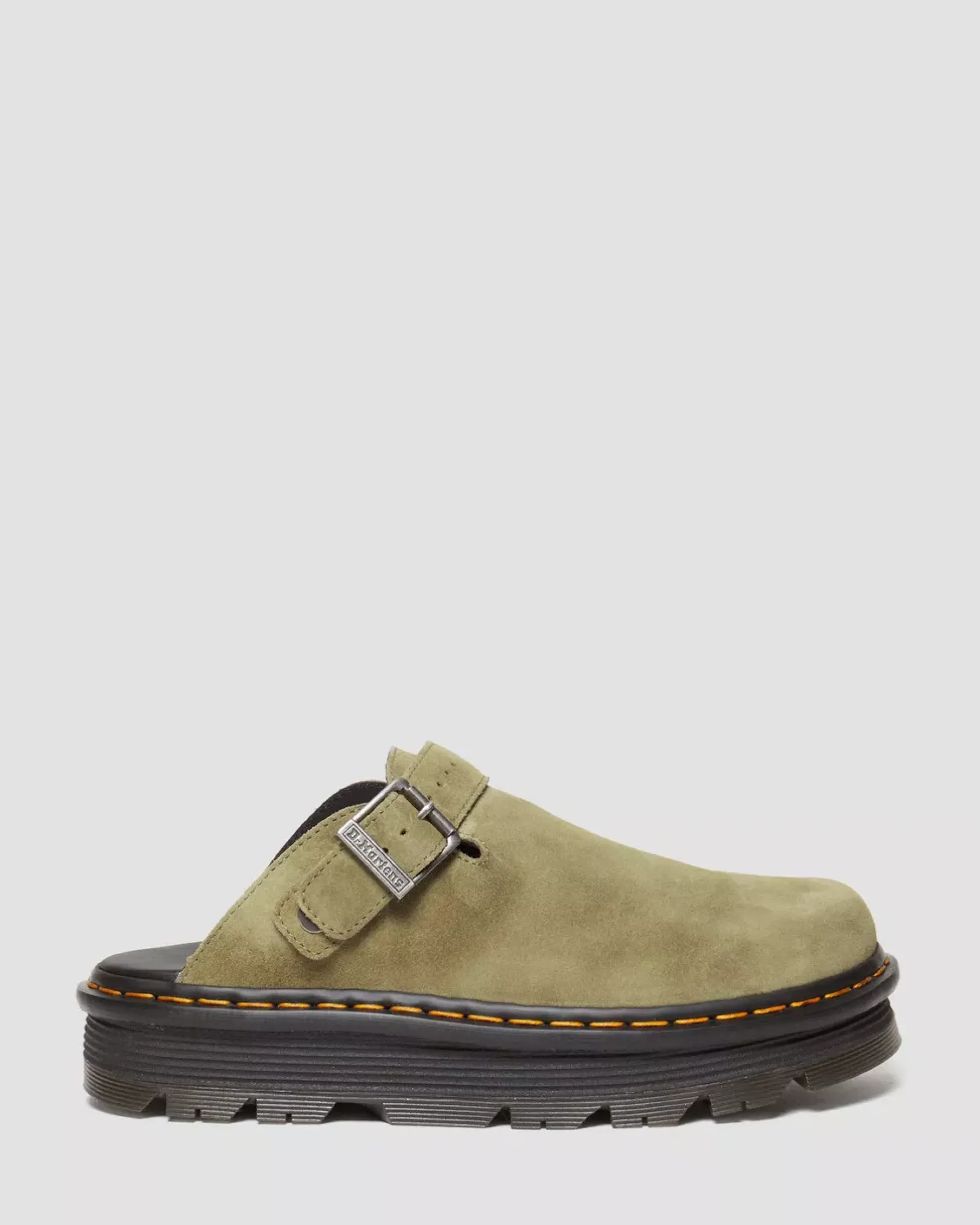 Mules & Slides|Sandals>Dr. Martens Zebzag Suede Casual Slingback Platform Mules Muted Olive — E.H.Suede