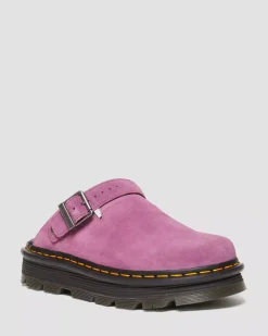 Mules & Slides|Sandals>Dr. Martens Zebzag Suede Casual Slingback Platform Mules Muted Purple — E.H.Suede