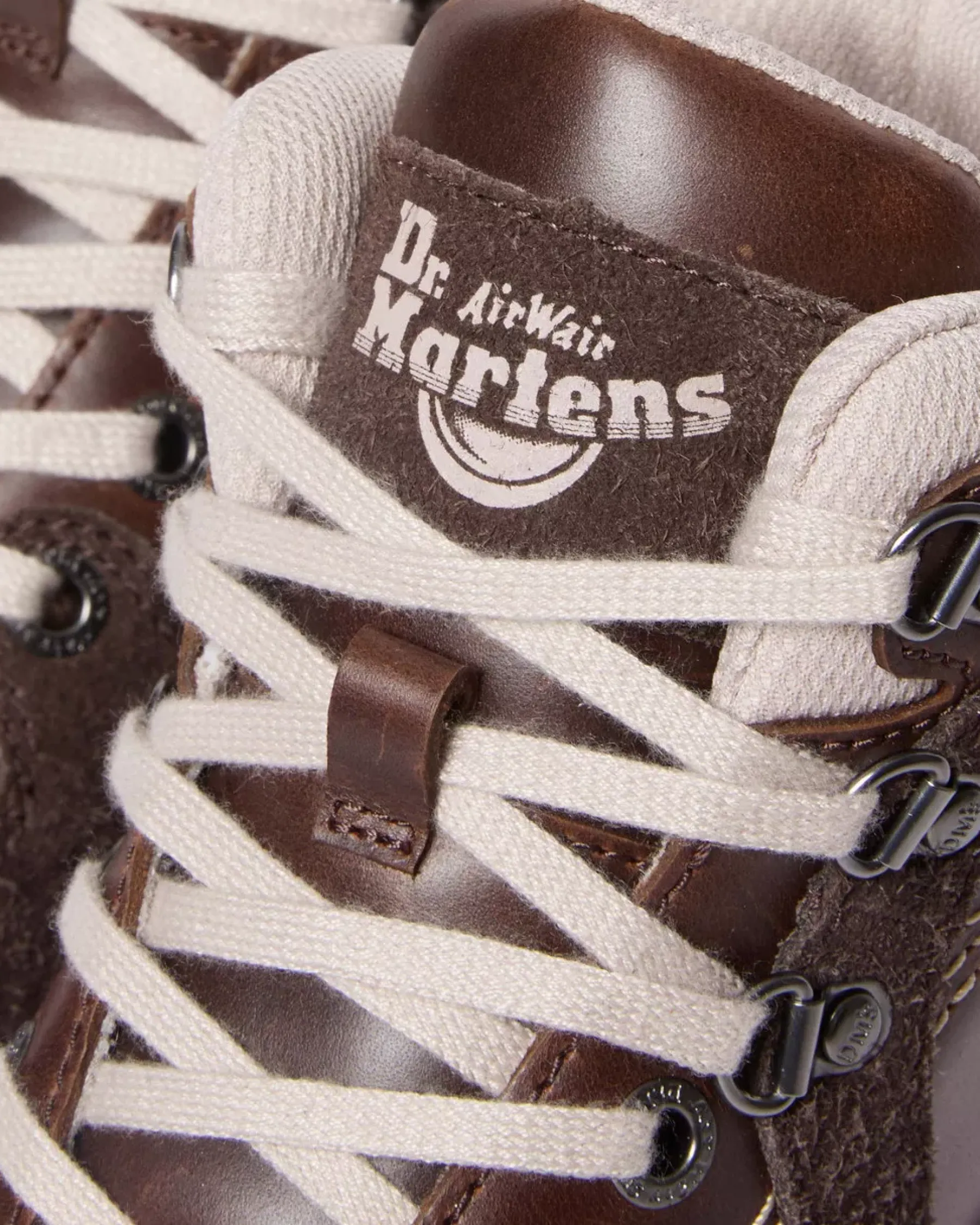 Sale|Ankle Boots>Dr. Martens Zuma Leather & Suede Hiker Style Boots DARK BROWN — Classic Pull Up + Wooly Bully
