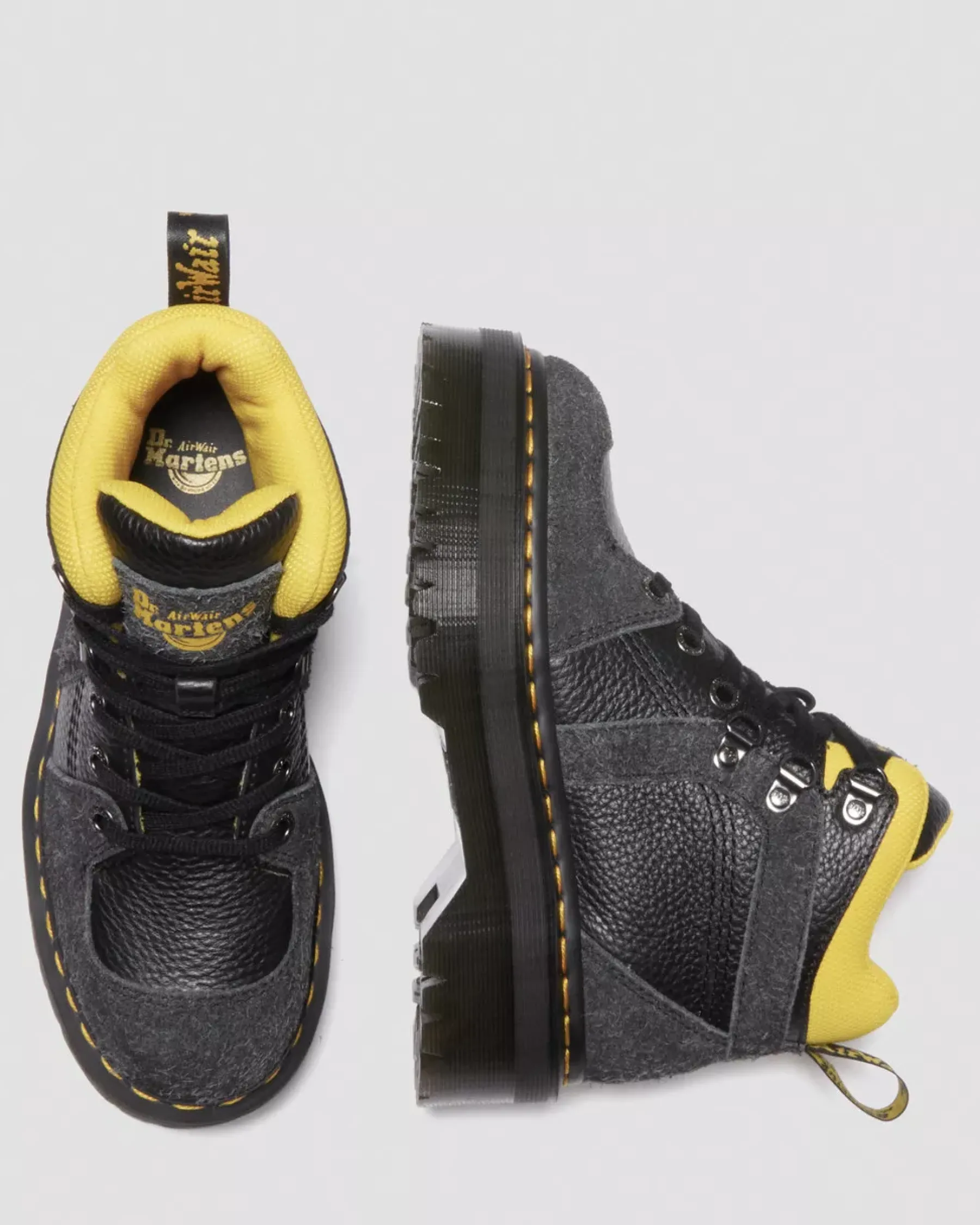 Sale|Ankle Boots>Dr. Martens Zuma Milled Nappa Leather & Suede Hiker Style Boots BLACK